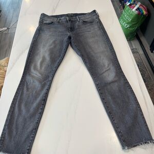 MOTHER Charcoal Denim Jeans Looker Ankle Fray Huntress size 29